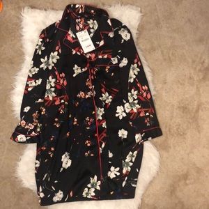 New Zara Black floral pyjamas shirt dress